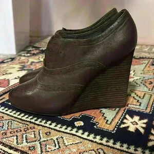 Joie - Ankle wedge boots - Oxford brown leather bootie